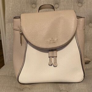Kate Spade Taupe and Ivory Leather Backpack